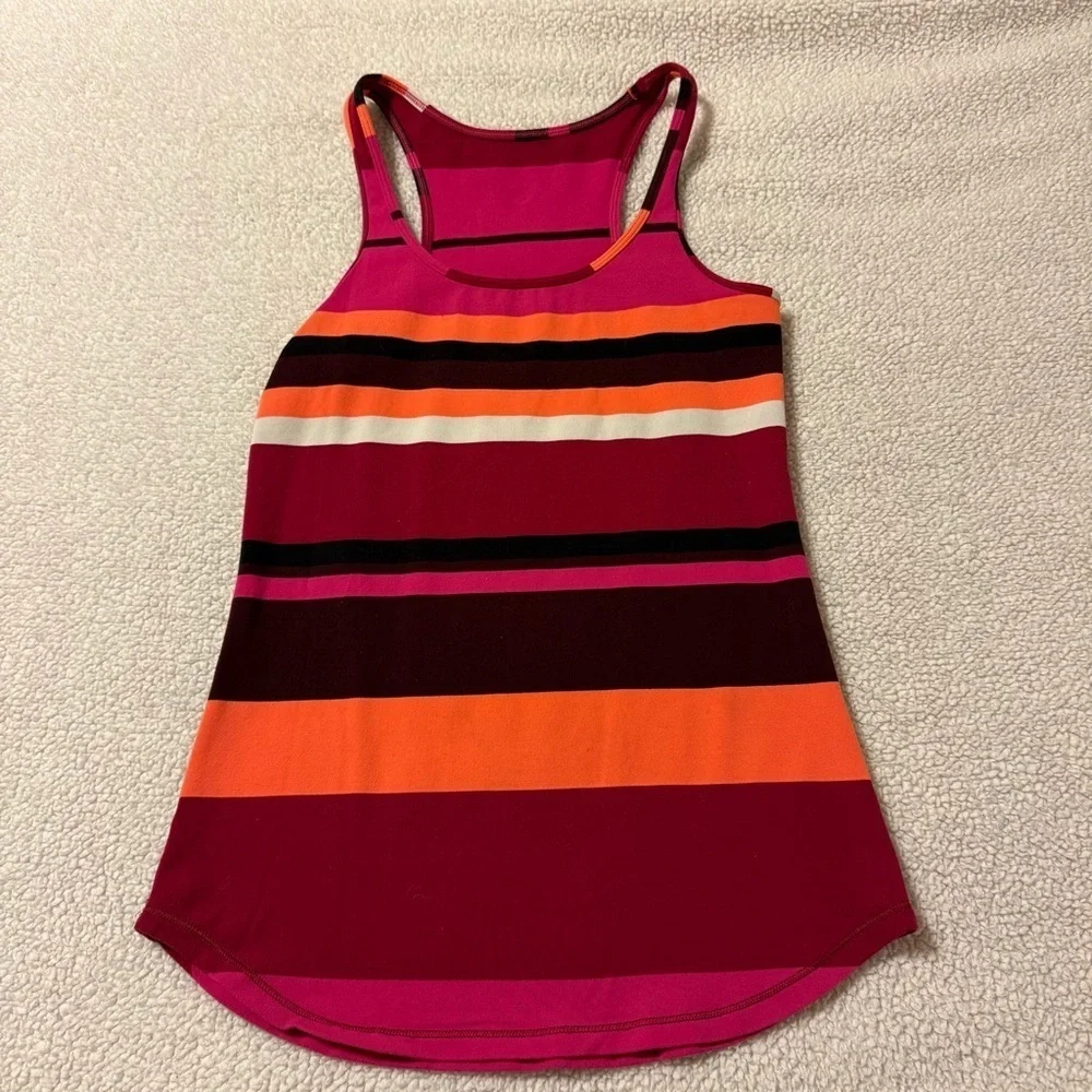 Lululemon Refresh Racer Tank Top Luon Light Blossom Stripe Bumble Berry Ghost